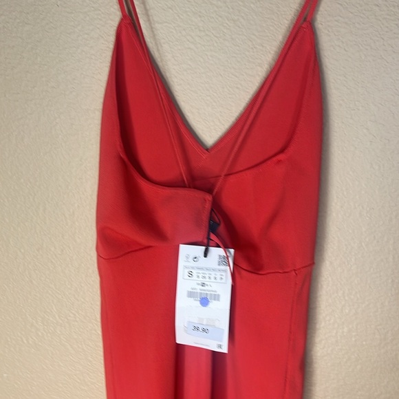 Zara knit wear bodycon women mini dress orange size S NWT - Picture 4 of 4